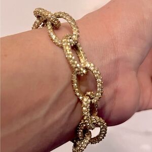 Pavé Crystal Fold Chainlink Bracelet
